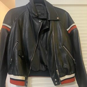Zara Basic Black Leather Outerwear